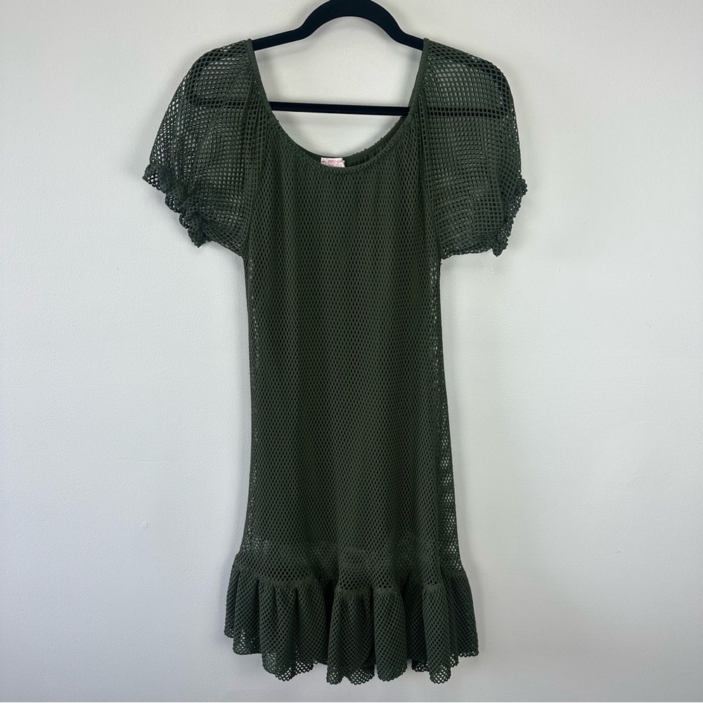 Pin-Up Stars Cruise Mesh Ruffle Hem Swim Coverup Dress